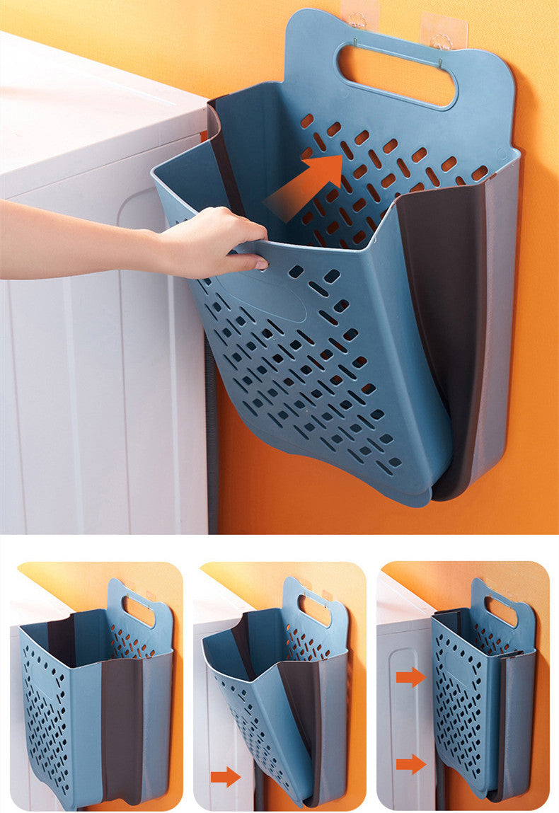 Foldable Dirty Clothes Basket Household Wall-mounted Free Punching