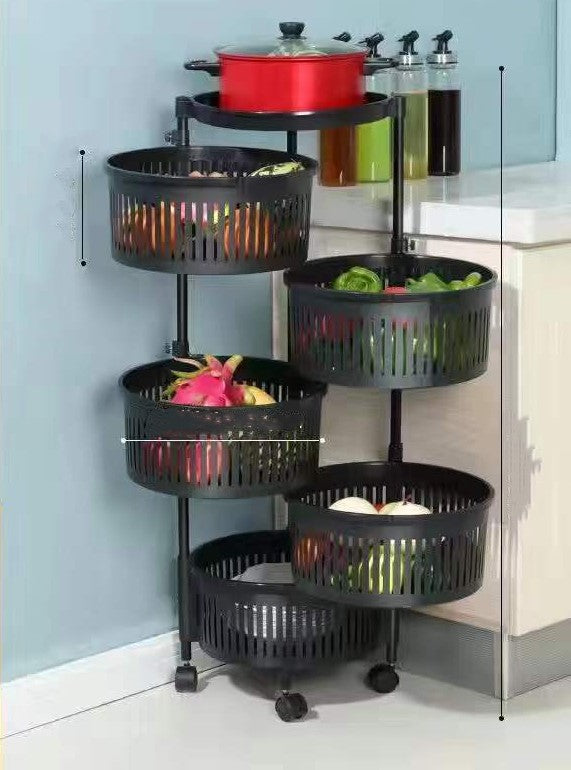 Kitchen Shelving New Household Multilayer Rotating Floor-To-Ceiling Storage Shelving