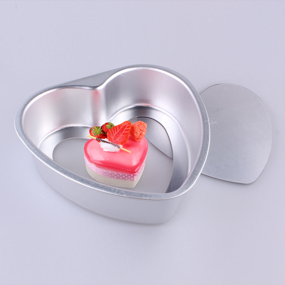 Aluminum Alloy Heart Shaped Live Bottom Cake Mould