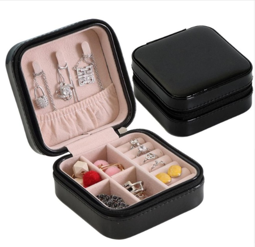 Creative travel portable jewelry box earrings earrings jewelry storage box leather small jewelry bag