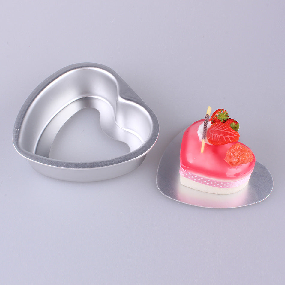 Aluminum Alloy Heart Shaped Live Bottom Cake Mould