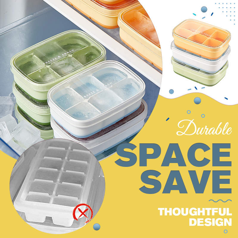 Silicone Ice Cube Mould With DIY Lid 6 Grid Soft Bottom Ce Cube Mold Square Fruit Ice Cube Maker Tray Kitchen Bar Tools Acces