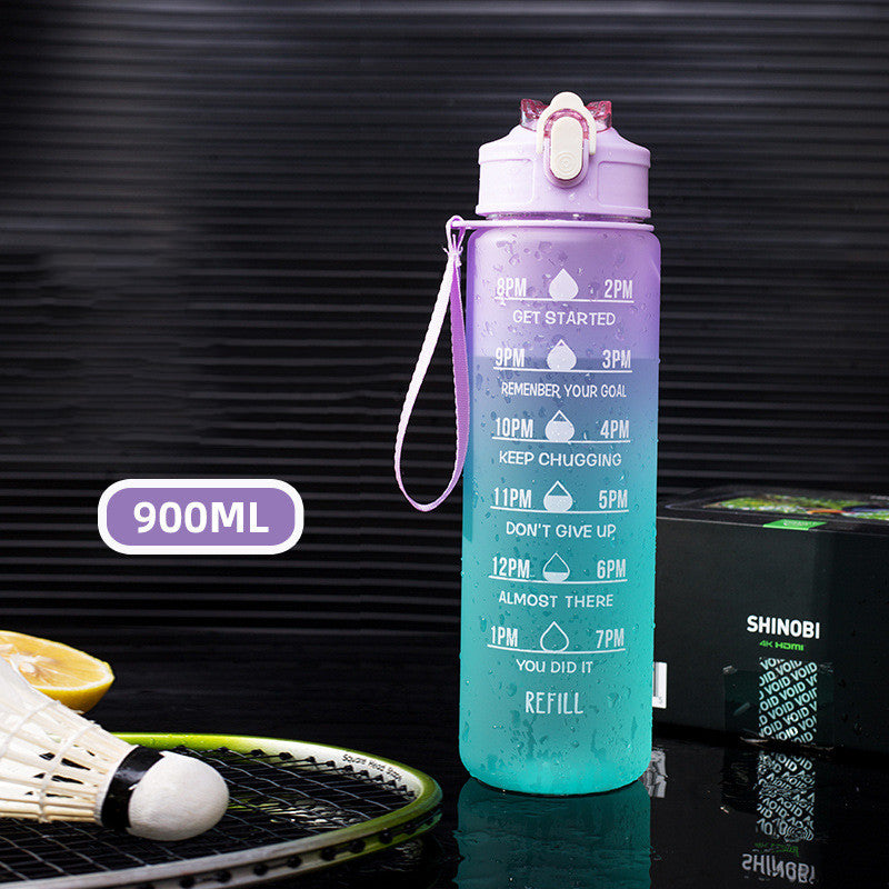 Heat Resistant Gradient Sports Water Bottle With Graduated Straw